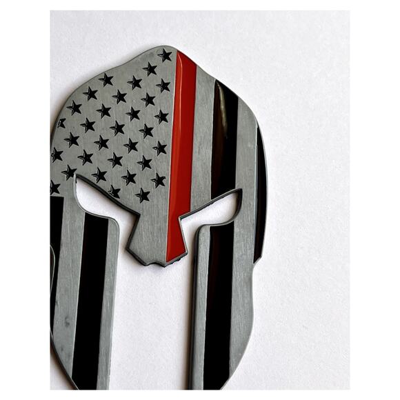 Thin Red Line FD American Flag Car Decal Spartan Helmet Vehicle Emblem - Picture 4 of 8